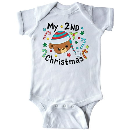 

Inktastic My 2nd Christmas Cute Bear with Candy Canes Gift Baby Boy or Baby Girl Bodysuit