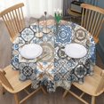 thumbnail image 3 of Multicolor Ethnic Geometric Patchwork Pattern Round Tablecloth 60"x60",Wrinkle Wipeable Table Cloth for Kitchen Dining Room Picnic Patio Party, 3 of 6