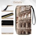 thumbnail image 5 of Womens Wallet Bifold Ladies Cluth Bag Wristlet Wrist Strap Long Purse Rome Design, 5 of 6