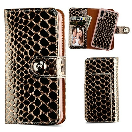 Mybat Crocodile Leather Wallet Case For iPhone X, XS (5.8") -Rose Gold