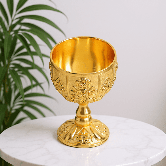 HAMPPLIES Golden Medieval Goblet, Zinc Alloy, Shatter-Resistant Vintage Drinkware