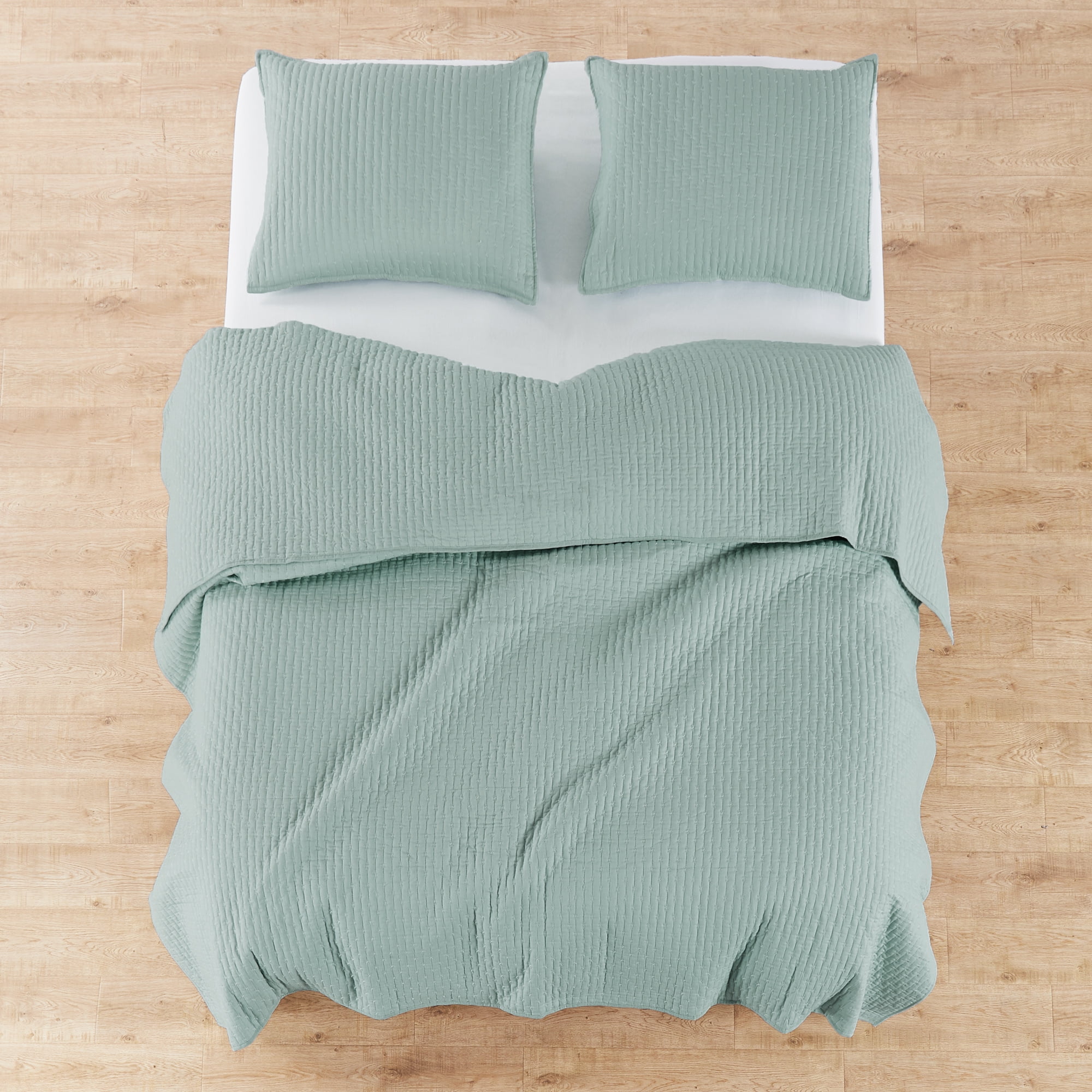 Levtex Home - Cross Stitch Quilt Set - 100% Cotton - Twin Quilt (68x86in.) + 1 Standard Shams (26x20in.) - Blue Haze