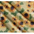 thumbnail image 3 of Soimoi Beige Cotton Poplin Fabric Leaves & Sunflower Floral Printed Fabric 1 Yard 42 Inch Wide, 3 of 7