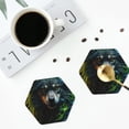 thumbnail image 4 of Pofeuu Realistic Style Colorful Wolf A Print Coasters for Drinks, 4Pack PU Leather Coasters, Bar Drink Coasters for Tabletop Protection, Furniture from Damage-Hexagon, 4 of 6