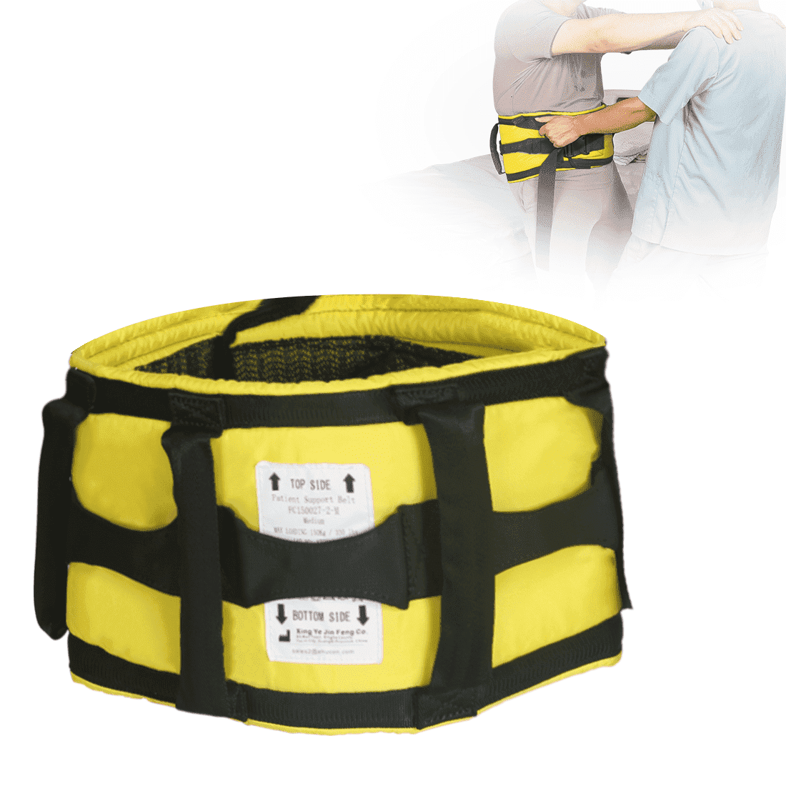 EHUCON Gait Belt with Padded Handles for Seniors, Transfer Belt with Quick Release Buckle, Non-Slip Patient Lift Assist for Caregivers Medium Yellow