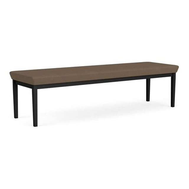 Lenox Steel Reception Waiting Room Healthcare 3-Seat Bench / Black Steel / Brown