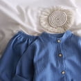 thumbnail image 4 of Akiihool Toddler Boy Wedding Guest Outfit Toddler Boys Girls Fall Outfits Long Sleeve Button Down Shirt Elastic Waist Pants 2Pcs Little Kids Clothes Set Blue,3-4 Years, 4 of 5
