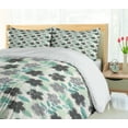 thumbnail image 5 of Ambesonne Floral Duvet Cover Set, Abstract Nostalgic Retro, King, Charcoal Grey Mint Green, 5 of 6
