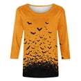 thumbnail image 4 of NSLGXD Plus Size Women's Tshirts 3/4 Sleeve Crew Neck Black Bats Print Spooky Halloween Lightweight Tees S-5XL, 4 of 5