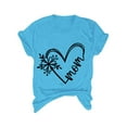 thumbnail image 4 of Dorinao Women's Mother's Day Heart Print Short Sleeve T Shirt, Blue, L, 4 of 4