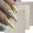 thumbnail image 1 of Teilihai Calcomanías Doradas para Uñas 3 Hojas Florales 3D, 1 of 7