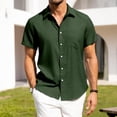 thumbnail image 5 of Hearthz Shirts for Men Short Sleeve Regular Fit Casual Button Down Shirt Summer Beach Holiday Shirt with Pocket (Army Green,S), 5 of 7