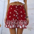 thumbnail image 4 of Aayomet Mini Skirts for Women Skirt Red Printed A Line Mini Skirt With Ruffle Hem (Red, S), 4 of 5