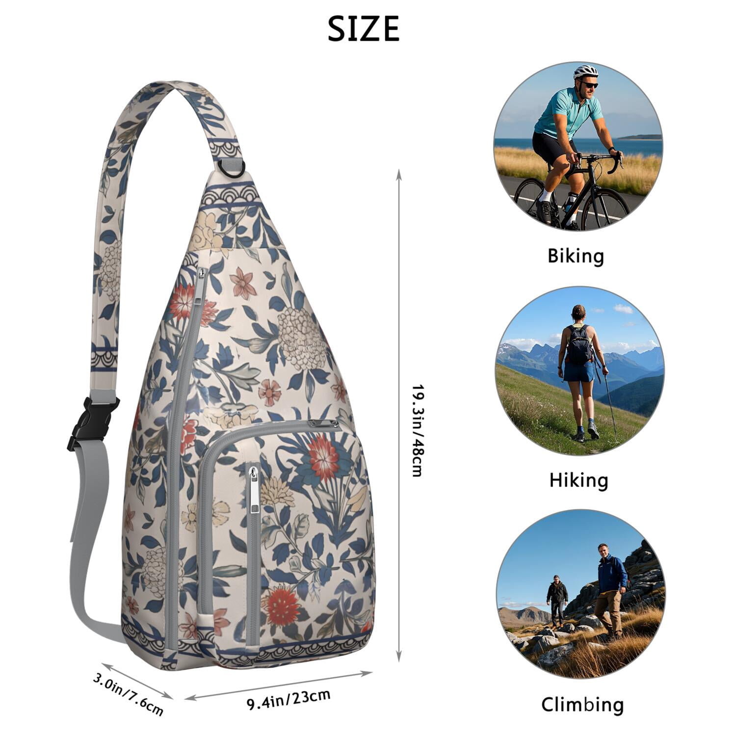 Durable Breathable Sling Bag with Daisy Pattern for Tactical Use