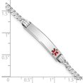 thumbnail image 3 of 14k White Gold Bracelet Medical Curb 5.5 mm 7 in Red Enamel Flat Link ID, 3 of 3