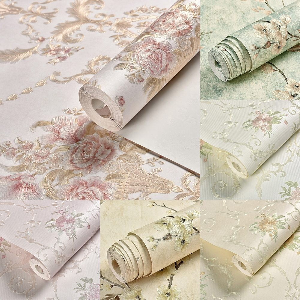 Girlsshop 3D Floral Wall Stickers Warm Girl Bedroom Background Contact Paper,8804-Green53cm*3m