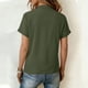 thumbnail image 5 of Tops de Manga Larga de Encaje para las Mujeres Más Tamaño Botón Cuello en V Color Sólido Suave Y Transpirable Blusa para Uso Diario Informal, 5 of 9