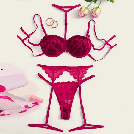 

Bra Sets For Women New Fashion Lace Lingerie Underwear Sleepwear Steel Ring Pajamas Garter