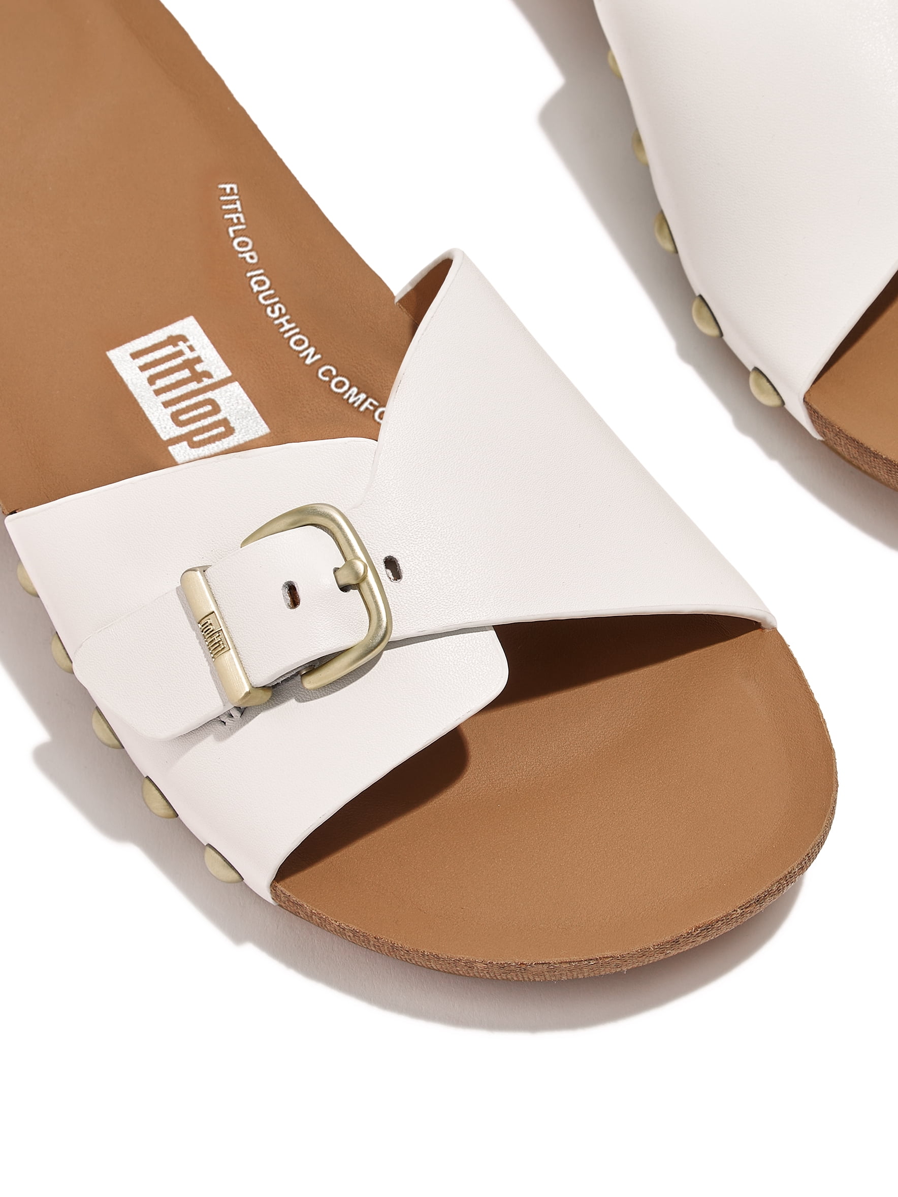 Fitflop Women's Iqushion Adjustable Buckle Leather Slides