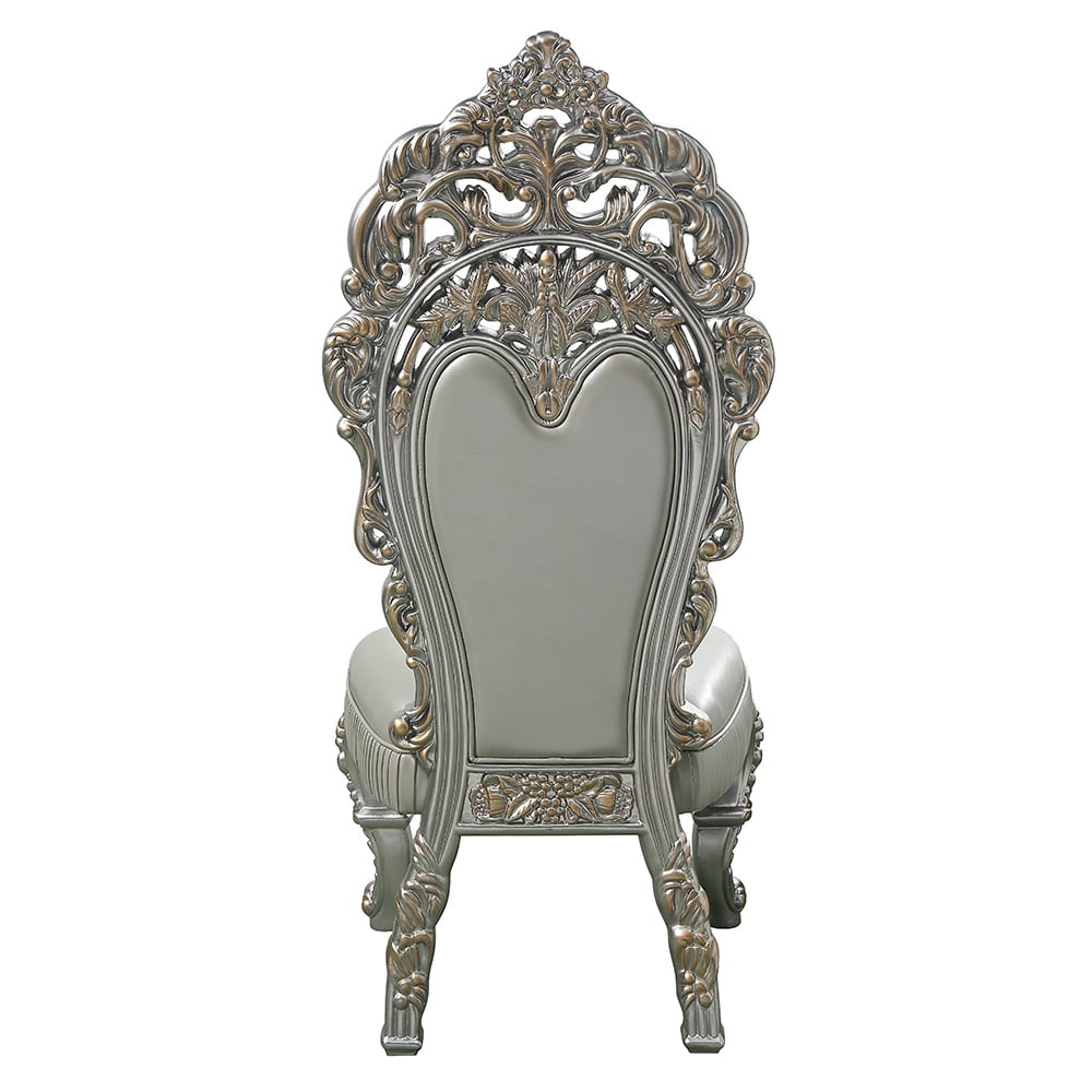 Acme Sandoval SIDE CHAIR (SET-2) Beige Synthetic Leather & Champagne Finish