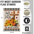 thumbnail image 2 of Fall for Jesus Cross Religious Pumpkin Home Decorative Garden Flag, Autumn Yard Lawn Sunflower Outside Decor, Buffalo Plaid Check Farmhouse Outdoor Small Burlap Decoration Double Sided 12.5 x 18, 2 of 6