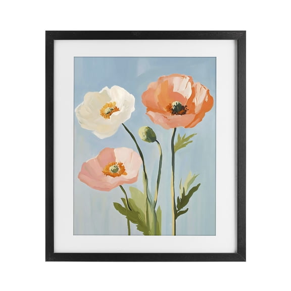 Stupell Industries Modern Pastel Poppy Blooming Trio Black Framed Print Under Glass, 13 x 16, by The Prints Vibe