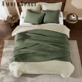 thumbnail image 5 of Amberspace Lightweight 3-Piece Bed in a Bag Quilt Set with Pillow Shams,Olive Green,Queen, 5 of 9