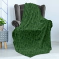 thumbnail image 4 of Jungle Foliage Soft Flannel Fleece Throw Blanket, Simplistic Continuous Palm Leaves in Green Monochrome, Cozy Plush for Indoor and Outdoor Use, 50" x 60", Green Apple Green, by Ambesonne, 4 of 5