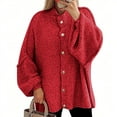 thumbnail image 3 of Weiqiqre Women Fall Clothes Cardigans Long Lantern Sleeve Button Down Chunky Knit Loose Fall Sweater Coats, 3 of 6