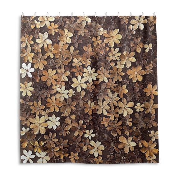 Brown Beauty Flowers Shower Curtain Liner 66x72 Inch Waterproof Shower Curtains Decorative Bathroom with 12 Pack Hooks