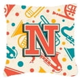 thumbnail image 1 of Carolines Treasures CJ2001-NPW1414 Lettre N Rétro Sarcelle Orange Instruments de Musique Initial Toile Tissu Coussin Décoratif, 1 of 1