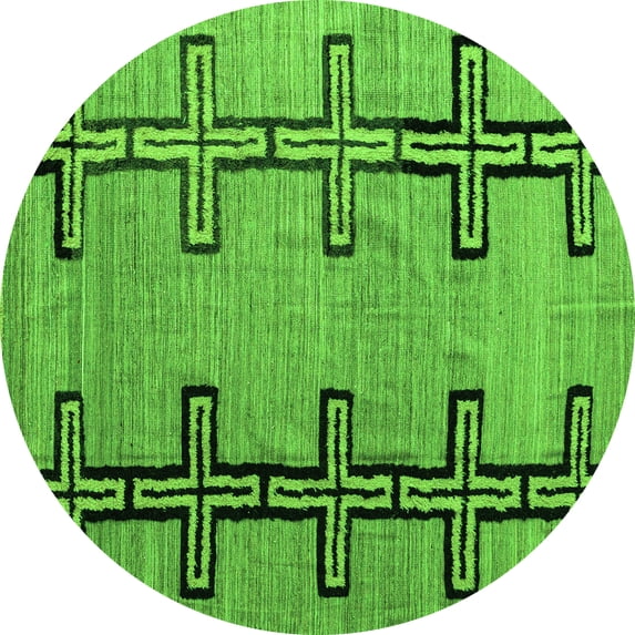 Ahgly Company Indoor Round Abstract Green Modern Area Rugs, 6' Round