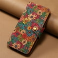 thumbnail image 2 of for iPhone 13Pro Cork Wood Phone Case Wallet, Retro Floral Folio Flip Book Cover Magneitc Closure, ID Credit Card Holder Coin Cash Slot, Kickstand Support (Colorful Chrysanthemum Floral), 2 of 6
