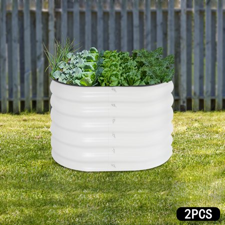 60x60x43cm White Round Floor Standing Garden Bed Large Capacity Vegetable Growing