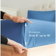 thumbnail image 3 of CGK Linens Hotel Luxury Single Fitted Sheet Only - Full Size Wrinkle-Resistant Bottom Sheet, Fits Mattress Up To 16", Denim Blue, 3 of 6