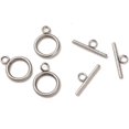thumbnail image 2 of 5 Sets 304 Stainless Steel Textured Toggle Clasps Stainless Steel Color Ring 18.5x14x2mm Hole 3mm Bar 20x7x2mm Hole 3mm for Bracelet Necklace Jewelry Making Accessories, 2 of 2