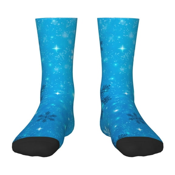 Fuzoiu Winter With Snowflakes Print Kids Socks For Boys Girls,Grip Crew Socks with Non Slip,Lightweight Stretch Crew Socks,Toddlers Crew Boot Socks