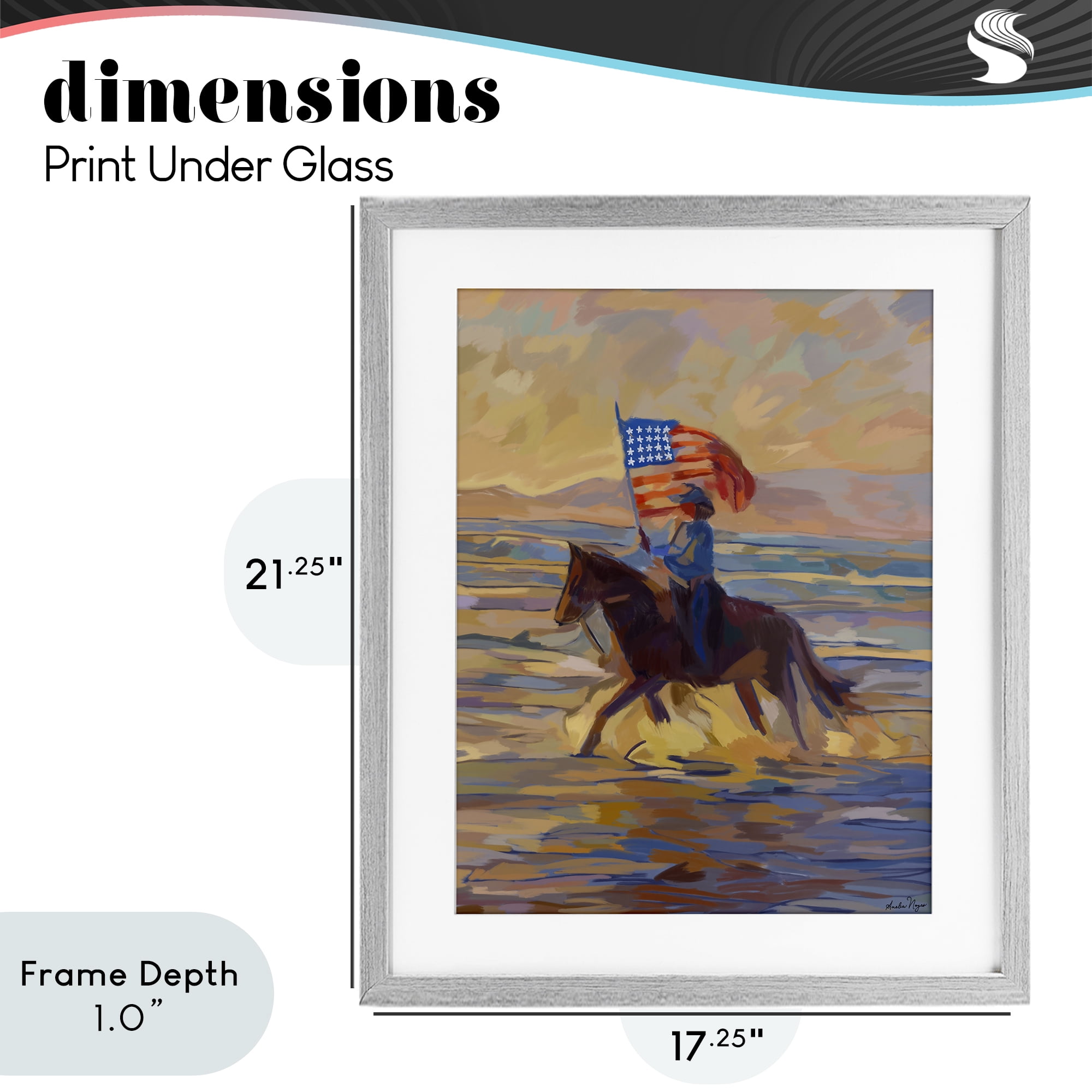 Stupell Industries American Cowgirl Abstraction Gray Framed Print Under Glass, design by Amelia Noyes