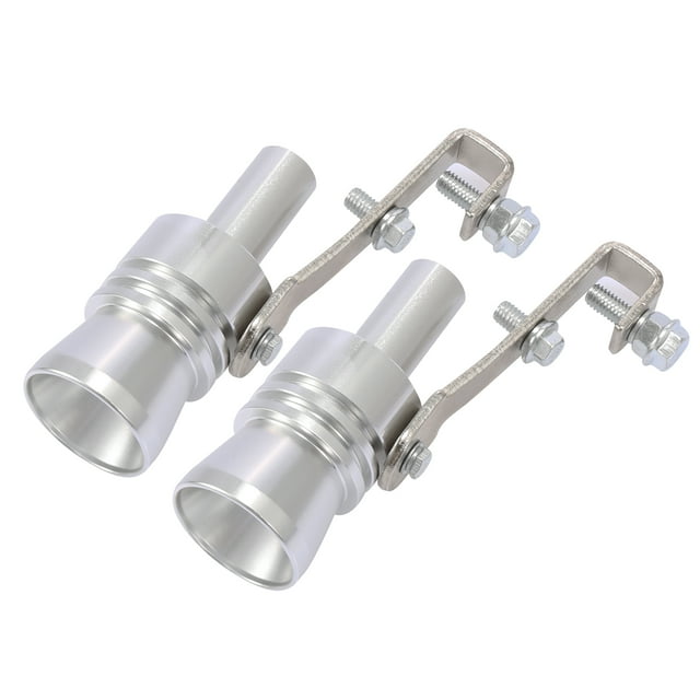 2pcs S Size Silver Tone Universal Turbo Sound Whistle Muffler Exhaust Pipe Car Roar Maker