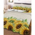 thumbnail image 3 of Quilts King Size Bedding Set, Summer Sunflowers Lightweight Quilted Comforter, Botanical Country Flowers Leaves Soft Reversible Bedspread Coverlet with Pillow Covers for All Season, 96" x 106", 3 of 7