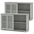 thumbnail image 1 of Costway 2-Door Stackable Buffet Sideboard Set of 2 with Sliding Tempered Glass Doors Grey, 1 of 8