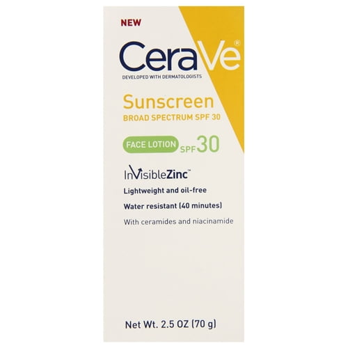 Cerave Sunscreen Spf 30 Face Lotion, Oil Free 2.5 Oz, 3 Pack