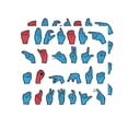 thumbnail image 1 of Wonderfoam Letras magnéticas en lenguaje de señas, colores rojo y azul, tamaños surtidos, 26 piezas por paquete, 2 paquetes, 1 of 1