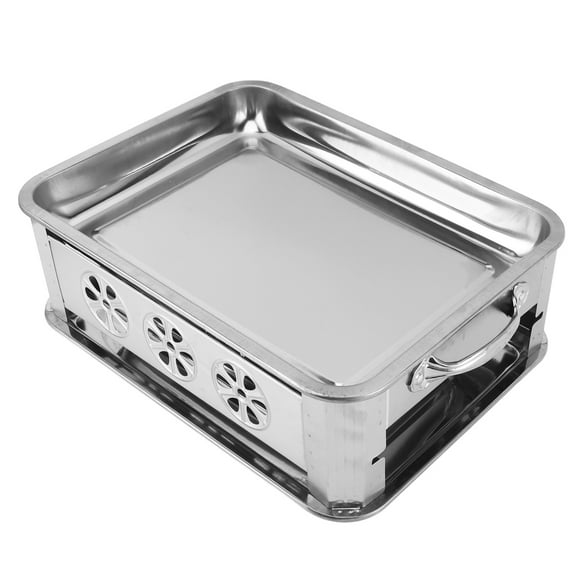 Réchaud à Poisson Grillé à Alcool Rectangulaire, Moule à Pâtisserie en Acier Inoxydable Capacité de 2,2 Lb Chauffage Uniforme pour Usage Domestique Commercial avec Charbon