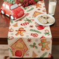 thumbnail image 2 of Christmas Gingerbread Man House Dining Table Runner, Xmas Peppermint Candy Ball Stocking Coffee Burlap Kitchen Decoration, Winter Holiday Indoor Outdoor Home Decor Party Supply 13 x 72 Inches, 2 of 3