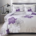 thumbnail image 6 of Floral Bohemian Comforter Queen Size,3Pcs Purple Flowers Bedding Set Adult(90"x90"), 6 of 6