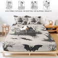thumbnail image 5 of Twin XL Size Fitted Sheet Set - Grey Halloween 2 Piece Bedding Sets 16" Deep Pocket Fitted Sheet with 1 Pillowcases, Castle Bat Vintage Bare Trees Brushed Microfiber Hotel Luxury Bed Sheets, 5 of 9