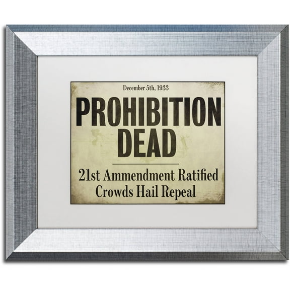 Trademark Fine Art "Prohibition" Canvas Art by Color Bakery White Matte, Silver Frame
