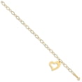 thumbnail image 2 of Real 14kt Yellow Gold Oval Link Open Chain Chain Bracelet with Heart Chain Bracelet; for Adults and Teens; for Women and Men, 2 of 3