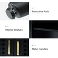 thumbnail image 6 of Tina's Home Boho Sideboard with 3 Lattice Doors  and Wooden Legs Storage Cabinet Credenzas Home Living Room Black, 6 of 8